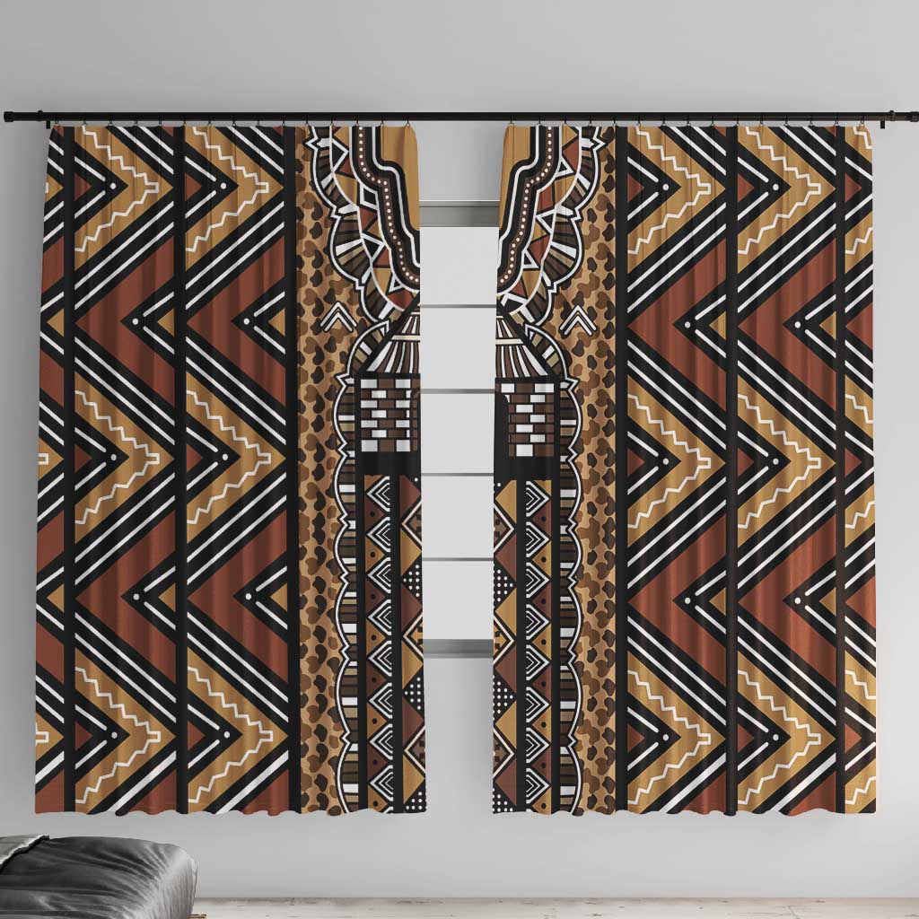 Mali Mud Cloth Leopards Legacy Window Curtain African Tribal Pattern - African Pride