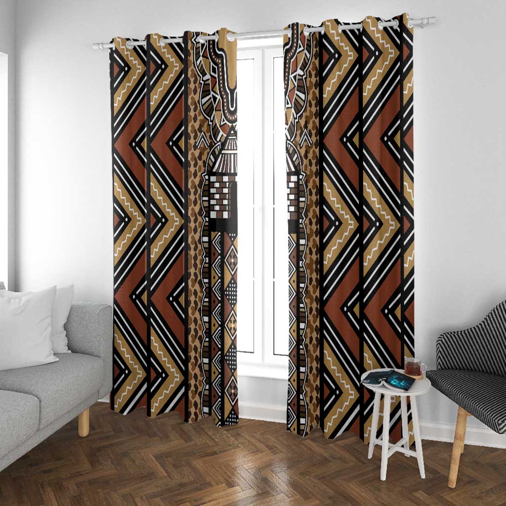 Mali Mud Cloth Leopards Legacy Window Curtain African Tribal Pattern - African Pride