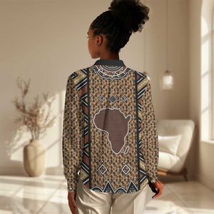 Mali Mud Cloth Leopards Legacy Women Casual Shirt African Tribal Pattern - African Pride