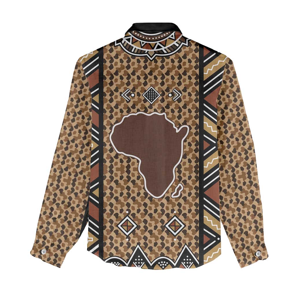 Mali Mud Cloth Leopards Legacy Women Casual Shirt African Tribal Pattern - African Pride