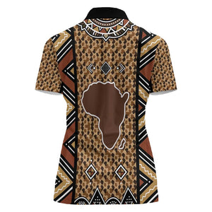 Mali Mud Cloth Leopards Legacy Women Polo Shirt African Tribal Pattern - African Pride