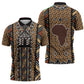 Mali Mud Cloth Leopards Legacy Zipper Polo Shirt Tribal Village