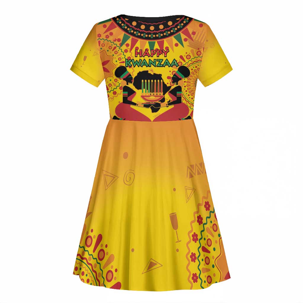 Afro-Americans Kwanzaa Kid Short Sleeve Dress African Pattern