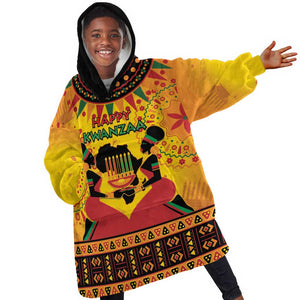 Afro-Americans Kwanzaa Kid Wearable Blanket Hoodie African Pattern