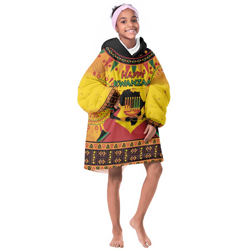 Afro-Americans Kwanzaa Kid Wearable Blanket Hoodie African Pattern