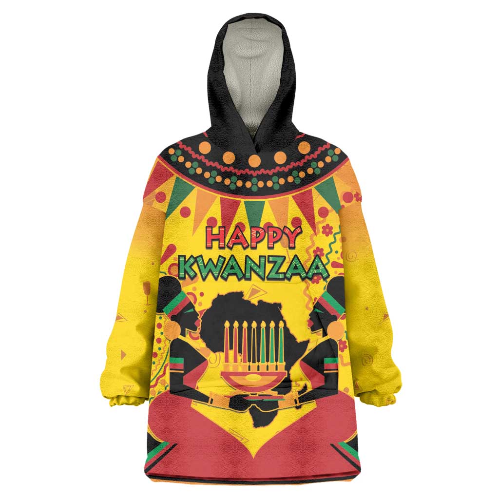 Afro-Americans Kwanzaa Kid Wearable Blanket Hoodie African Pattern