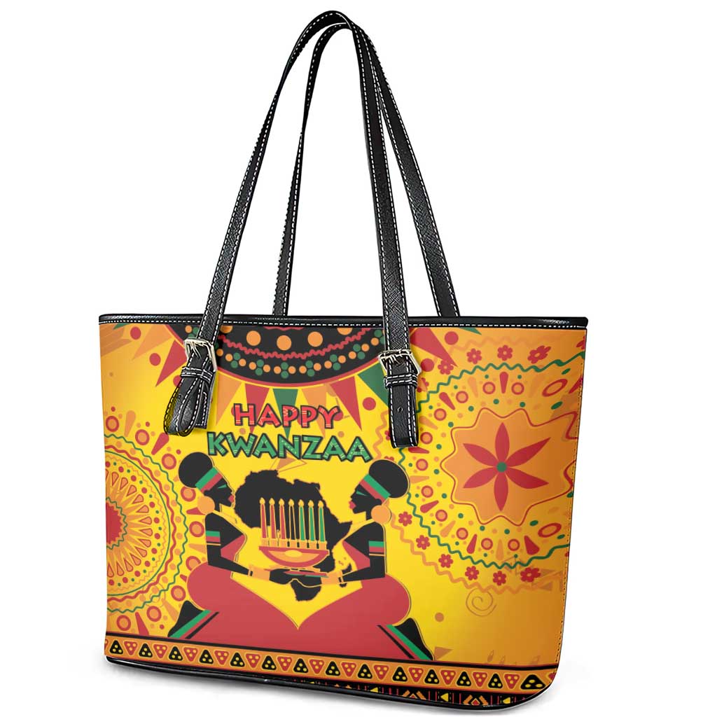 Afro-Americans Kwanzaa Leather Tote Bag African Pattern