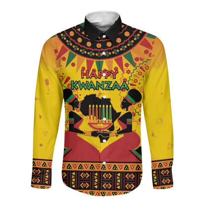 Afro-Americans Kwanzaa Long Sleeve Button Shirt African Pattern