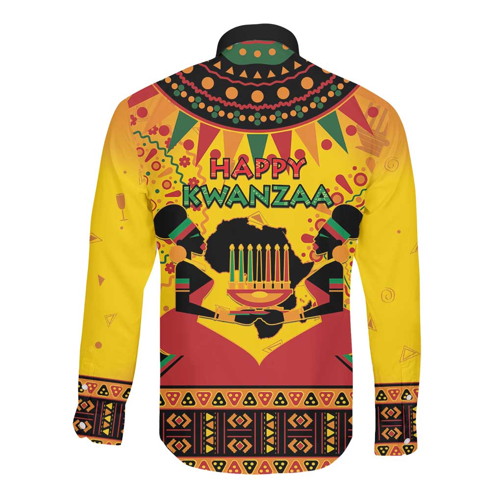 Afro-Americans Kwanzaa Long Sleeve Button Shirt African Pattern
