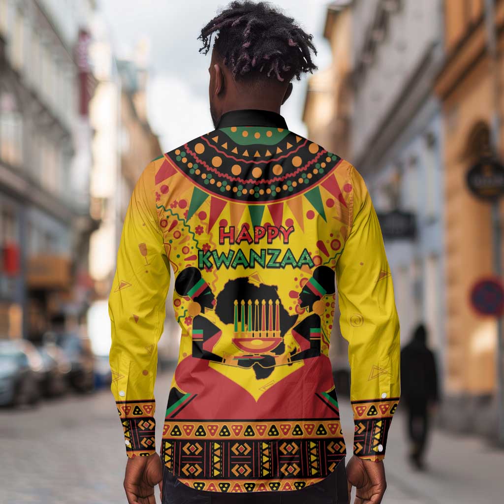 Afro-Americans Kwanzaa Long Sleeve Button Shirt African Pattern