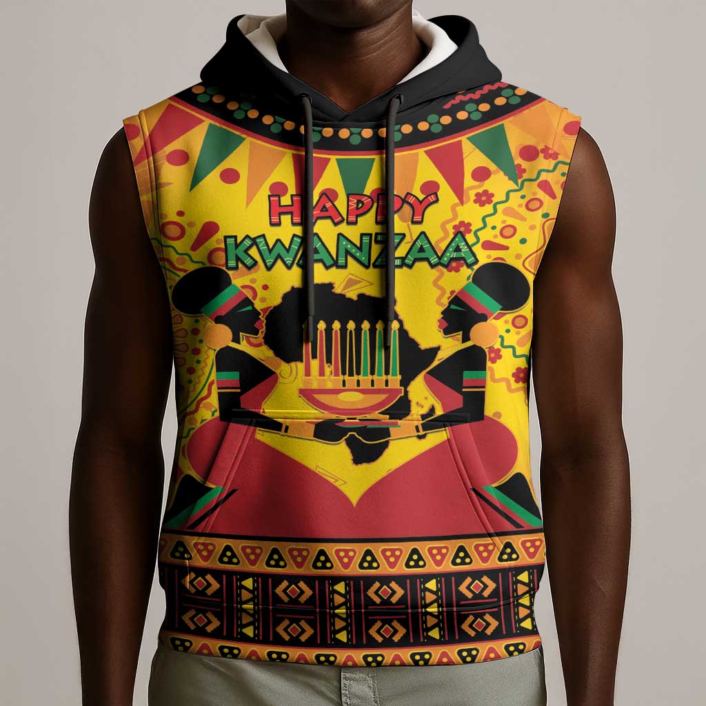 Afro-Americans Kwanzaa Sleeveless Hoodie African Pattern - African Pride