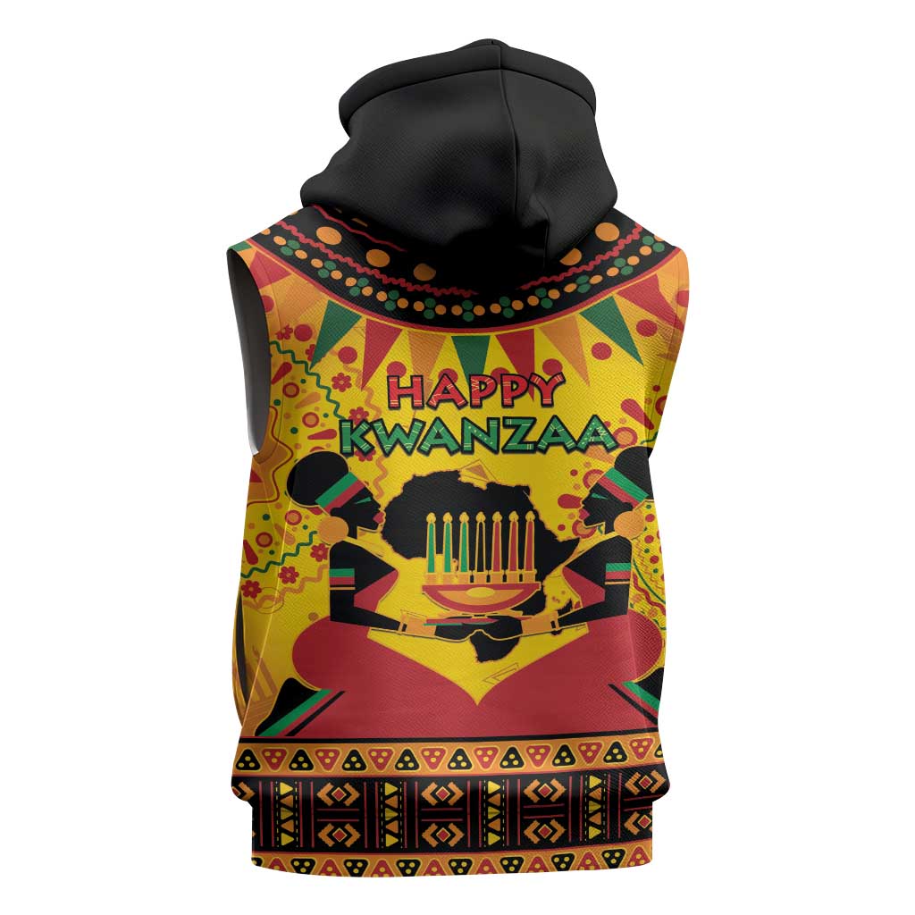 Afro-Americans Kwanzaa Sleeveless Zip Hoodie African Pattern - African Pride