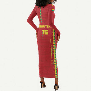Custom Guinea Bissau Football Long Sleeve Bodycon Dress Go Djurtus - African Pattern LT15