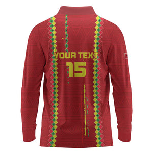 Custom Guinea Bissau Football Long Sleeve Polo Shirt Go Djurtus - African Pattern