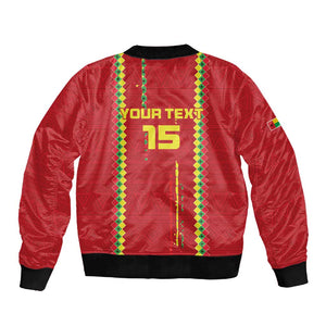 Custom Guinea Bissau Football Sleeve Zip Bomber Jacket Go Djurtus - African Pattern