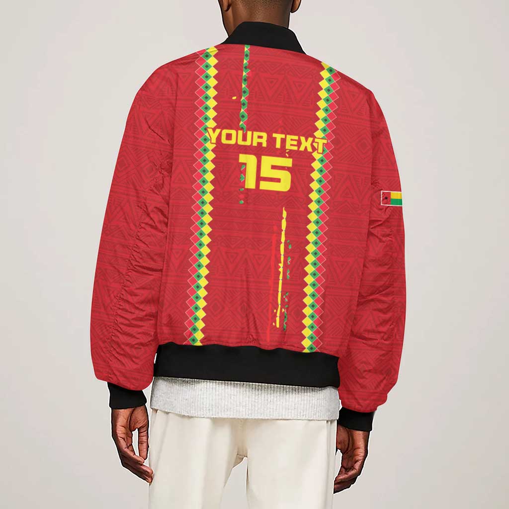 Custom Guinea Bissau Football Sleeve Zip Bomber Jacket Go Djurtus - African Pattern
