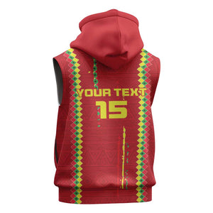 Custom Guinea Bissau Football Sleeveless Hoodie Go Djurtus - African Pattern - African Pride