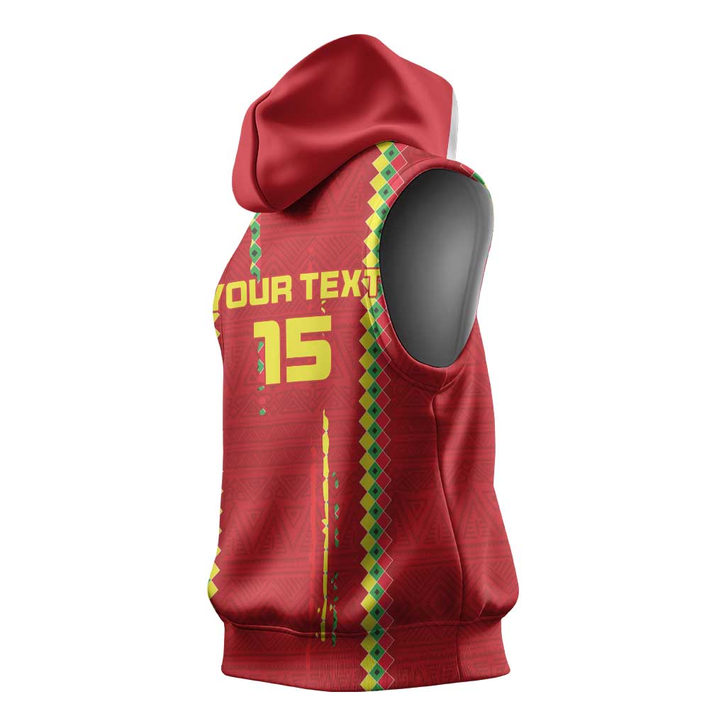 Custom Guinea Bissau Football Sleeveless Hoodie Go Djurtus - African Pattern - African Pride
