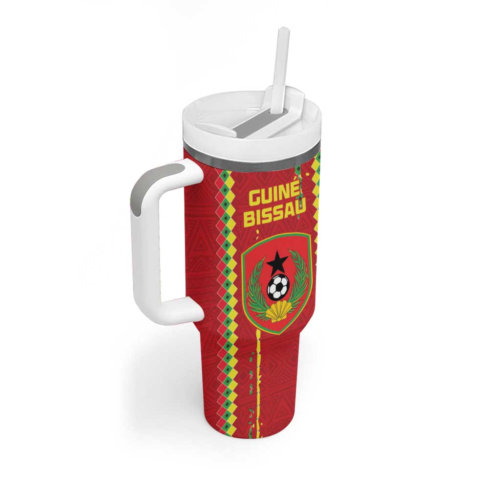 Custom Guinea Bissau Football Tumbler With Handle Go Djurtus - African Pattern