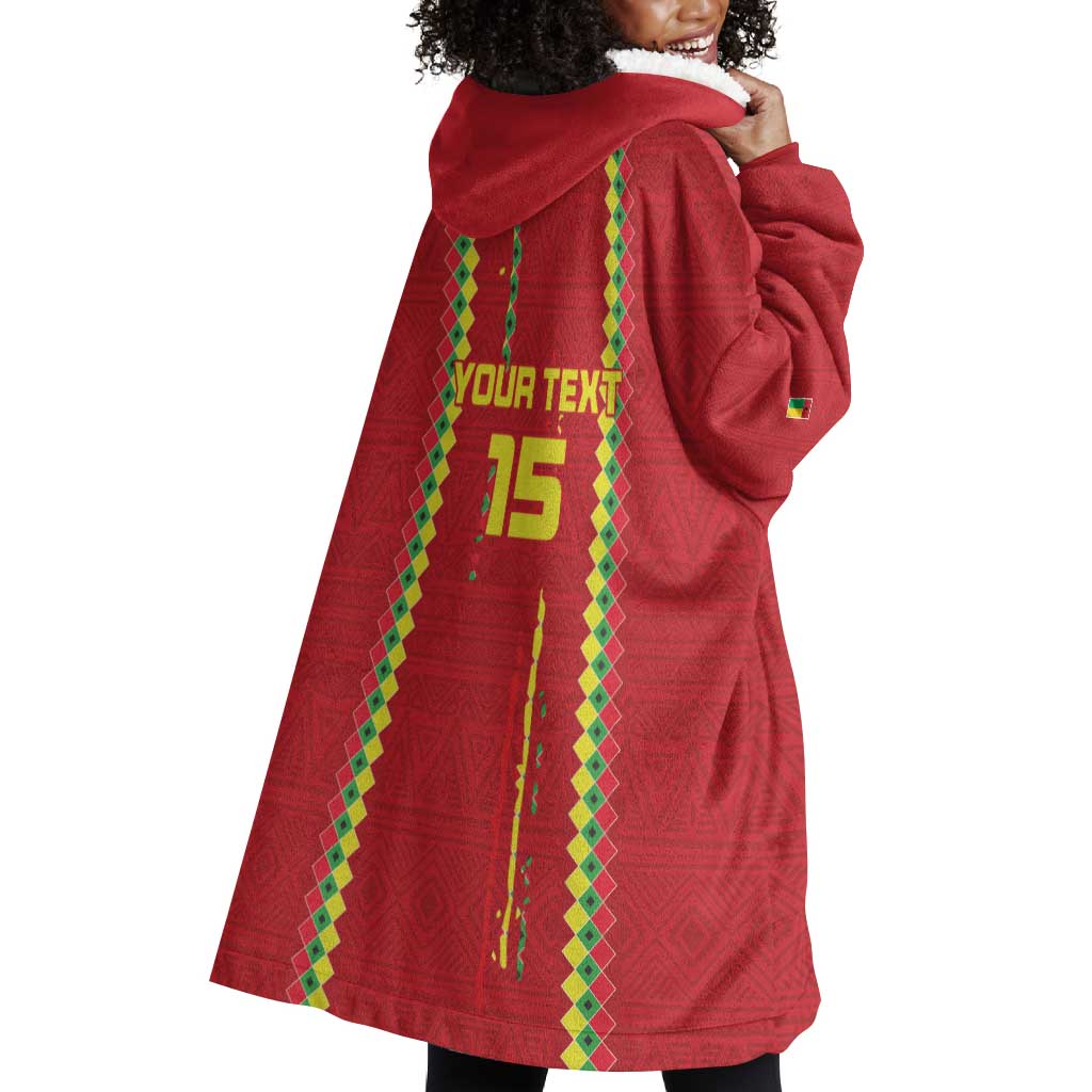 Custom Guinea Bissau Football Wearable Blanket Hoodie Go Djurtus - African Pattern