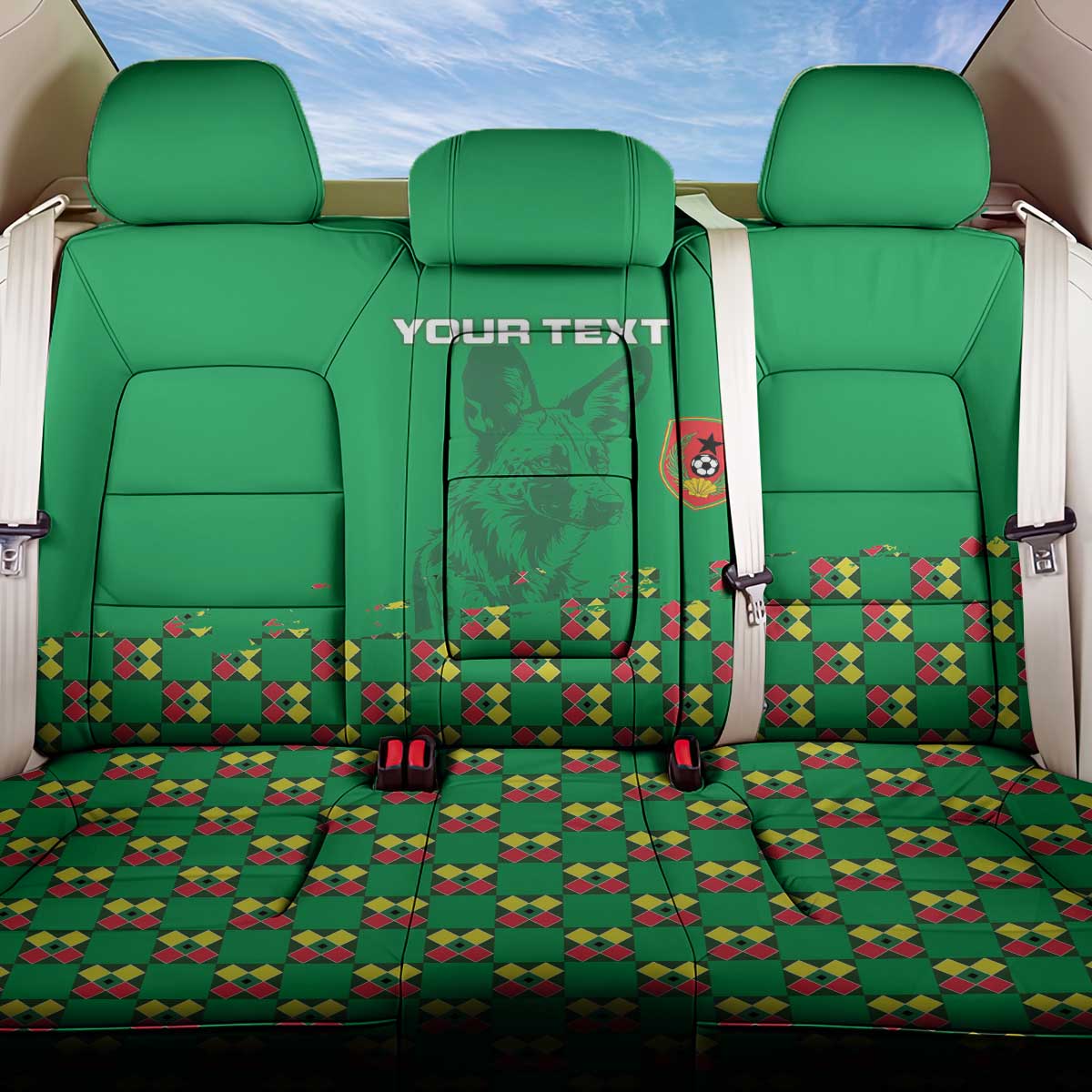 Custom Guinea Bissau Football Back Car Seat Cover African Wild Dog - Go Djurtus