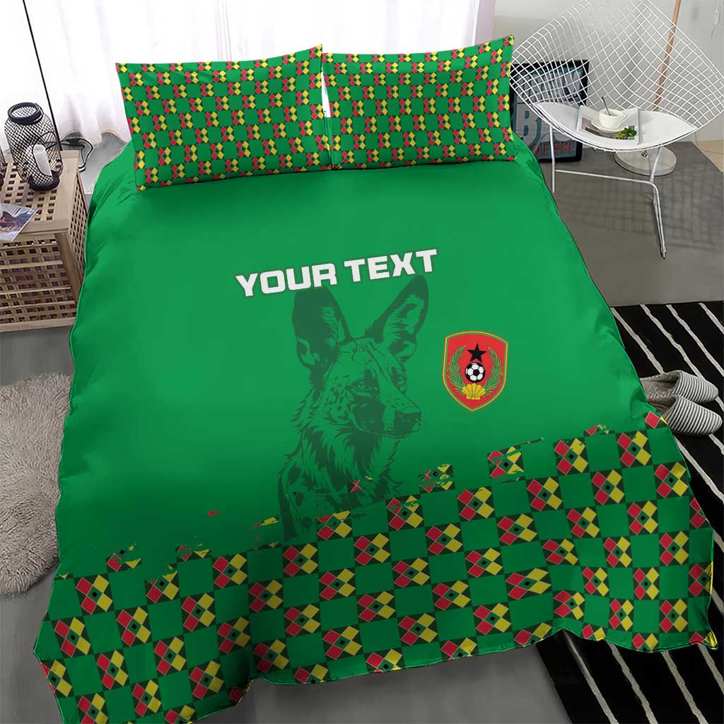 Custom Guinea Bissau Football Bedding Set African Wild Dog - Go Djurtus