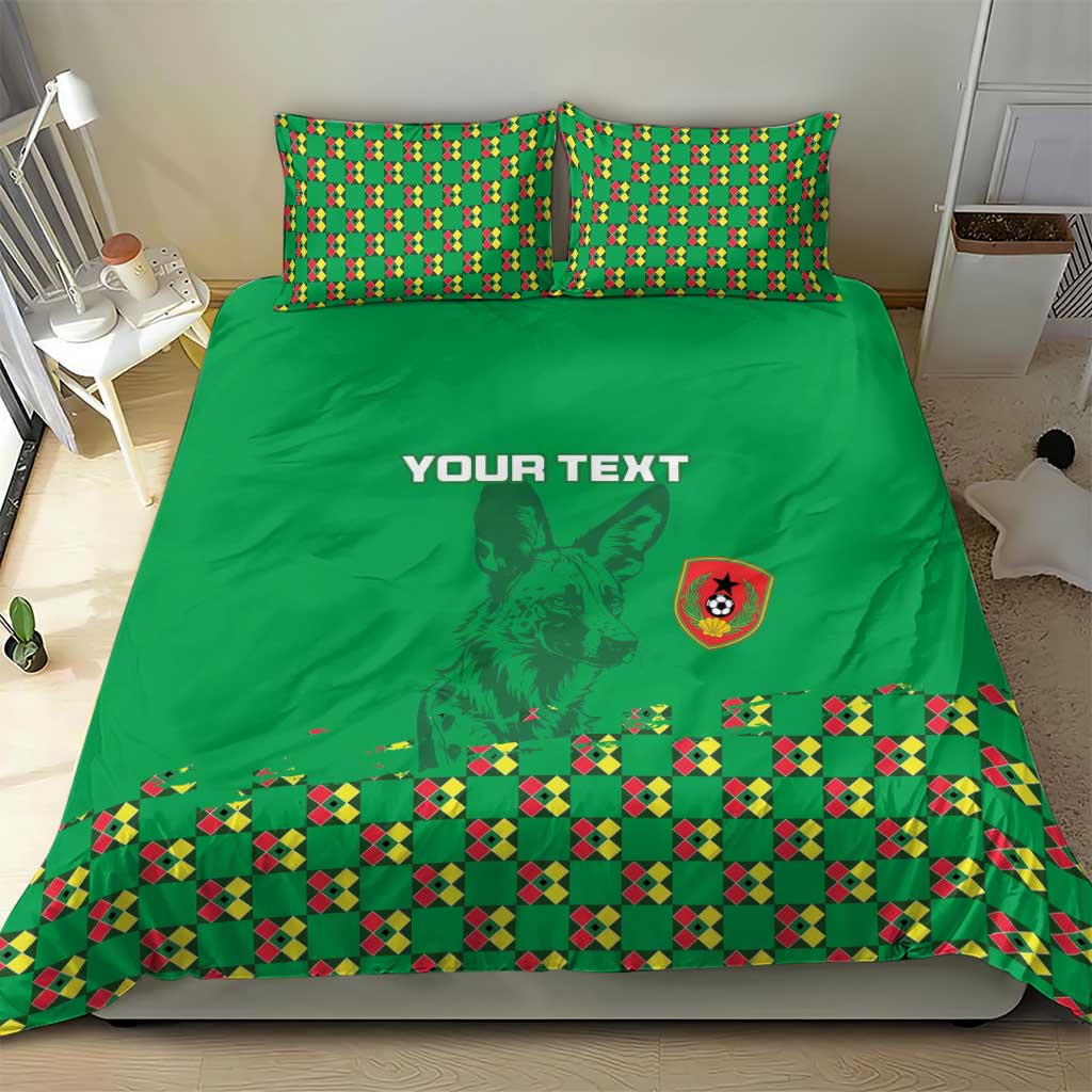 Custom Guinea Bissau Football Bedding Set African Wild Dog - Go Djurtus