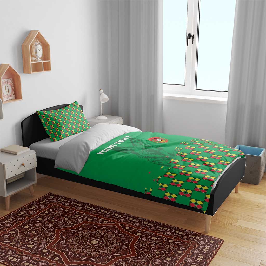 Custom Guinea Bissau Football Bedding Set African Wild Dog - Go Djurtus