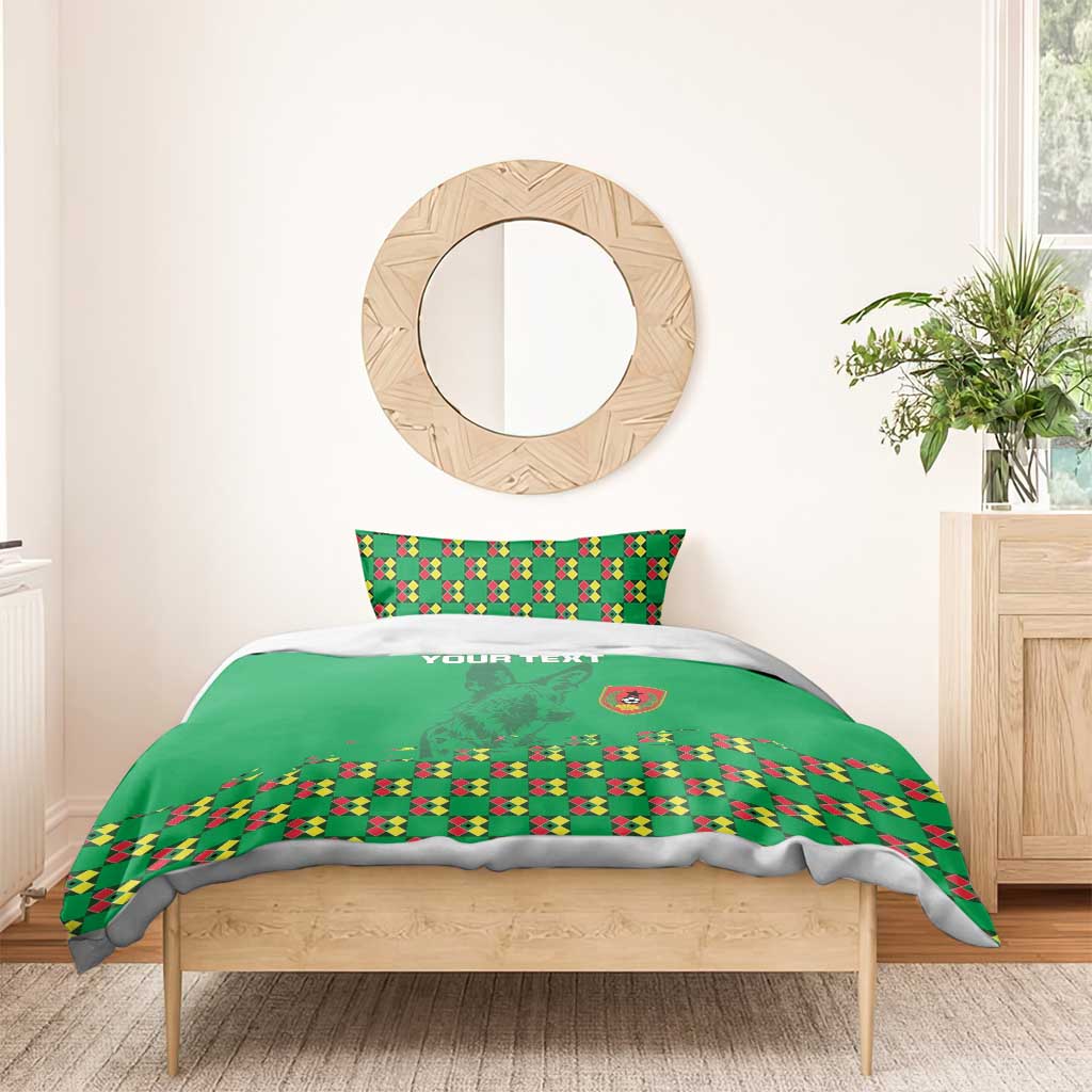 Custom Guinea Bissau Football Bedding Set African Wild Dog - Go Djurtus
