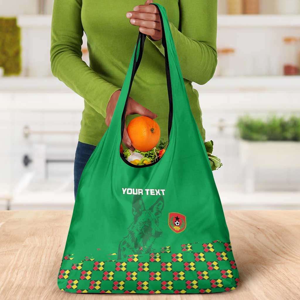 Custom Guinea Bissau Football Grocery Bag African Wild Dog - Go Djurtus