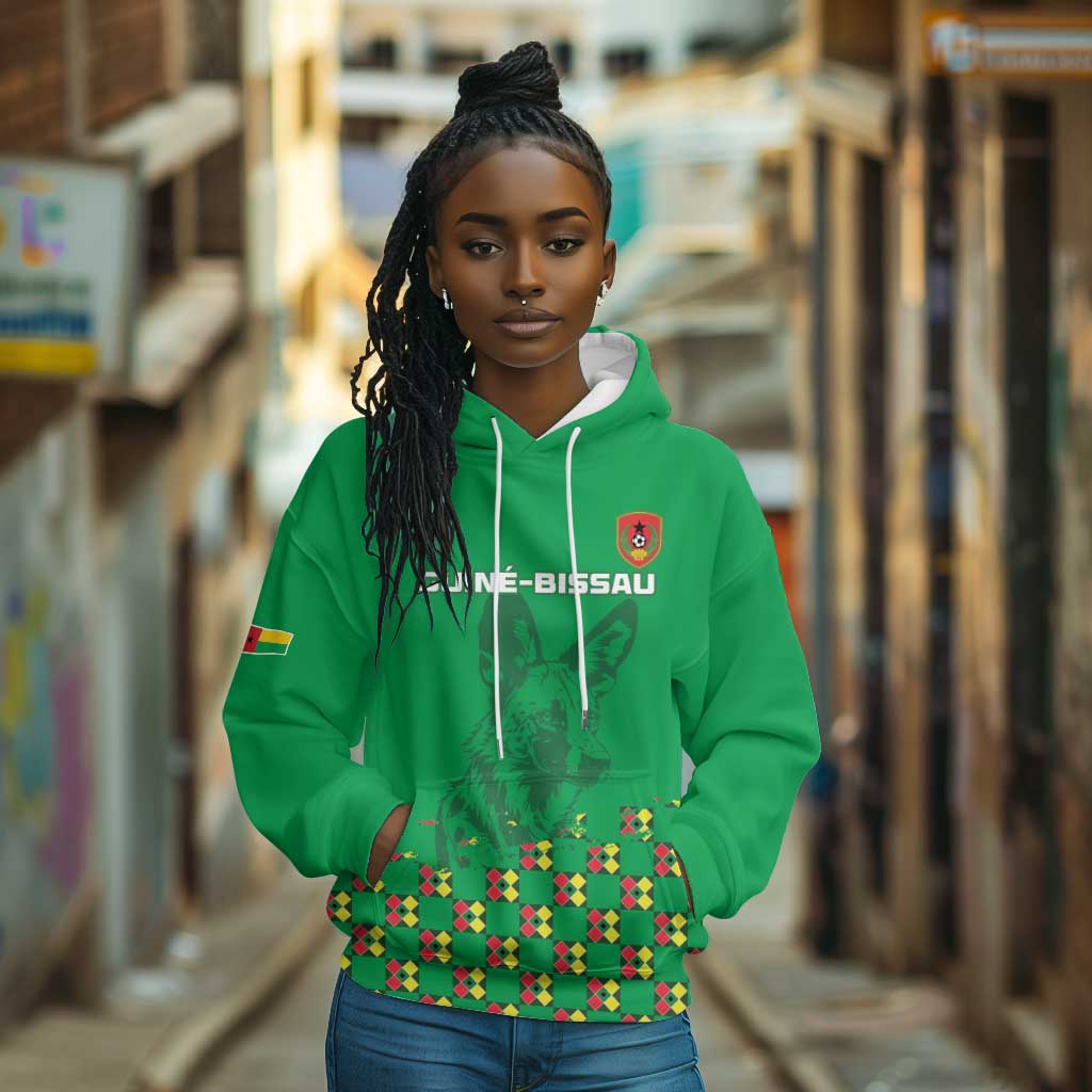 Custom Guinea Bissau Football Hoodie African Wild Dog - Go Djurtus