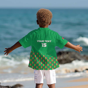 Custom Guinea Bissau Football Kid Hawaiian Shirt African Wild Dog - Go Djurtus