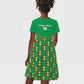 Custom Guinea Bissau Football Kid Short Sleeve Dress African Wild Dog - Go Djurtus