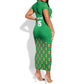 Custom Guinea Bissau Football Short Sleeve Bodycon Dress African Wild Dog - Go Djurtus LT15