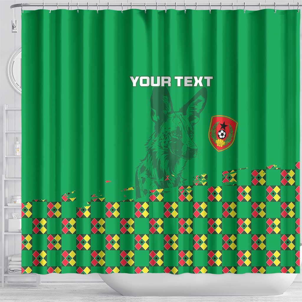 Custom Guinea Bissau Football Shower Curtain African Wild Dog - Go Djurtus
