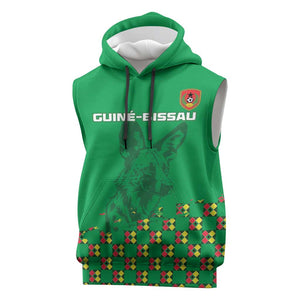 Custom Guinea Bissau Football Sleeveless Hoodie African Wild Dog - Go Djurtus - African Pride