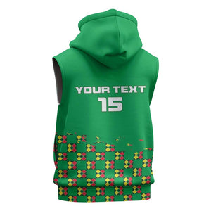 Custom Guinea Bissau Football Sleeveless Hoodie African Wild Dog - Go Djurtus - African Pride
