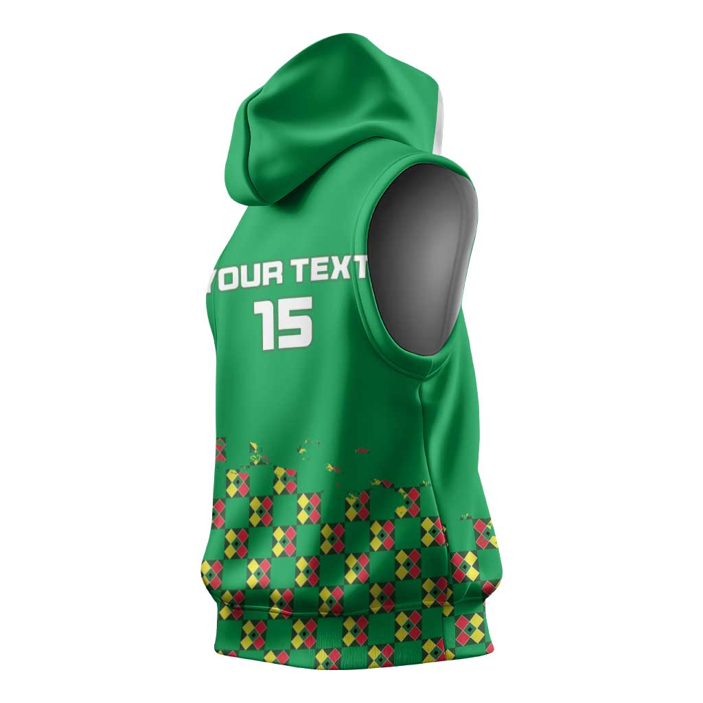 Custom Guinea Bissau Football Sleeveless Hoodie African Wild Dog - Go Djurtus - African Pride