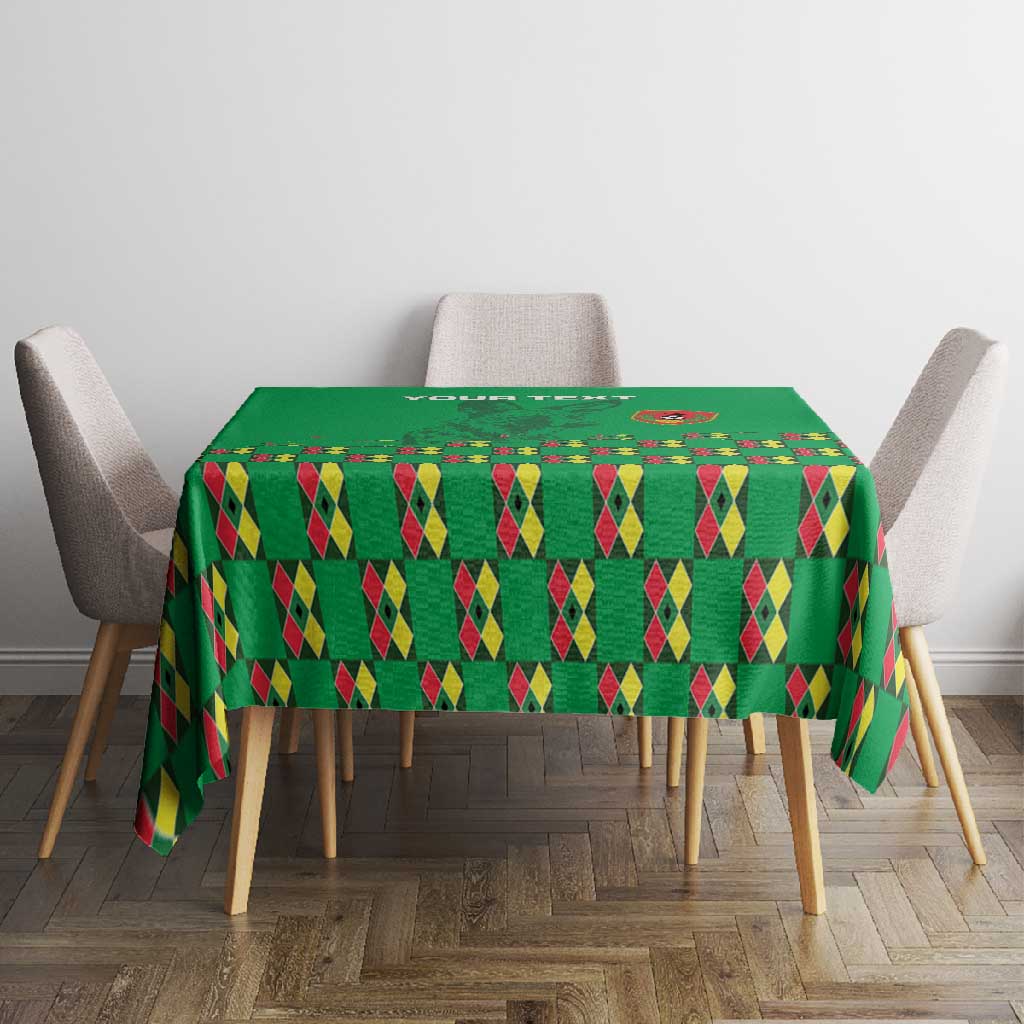 Custom Guinea Bissau Football Tablecloth African Wild Dog - Go Djurtus