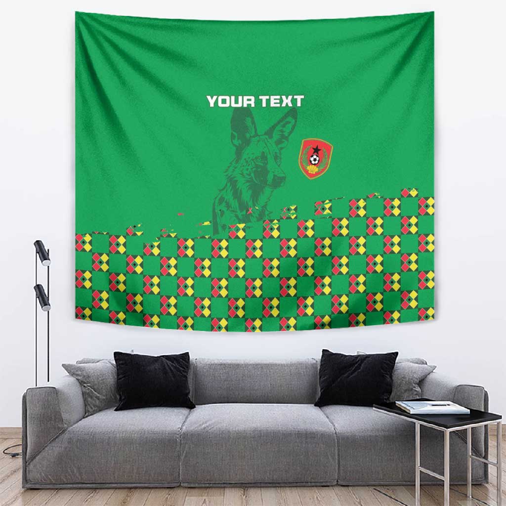 Custom Guinea Bissau Football Tapestry African Wild Dog - Go Djurtus
