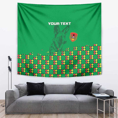 Custom Guinea Bissau Football Tapestry African Wild Dog - Go Djurtus