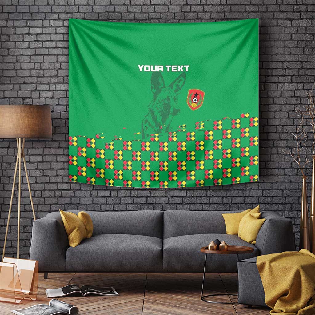 Custom Guinea Bissau Football Tapestry African Wild Dog - Go Djurtus