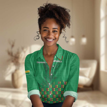Custom Guinea Bissau Football Women Casual Shirt African Wild Dog - Go Djurtus LT15