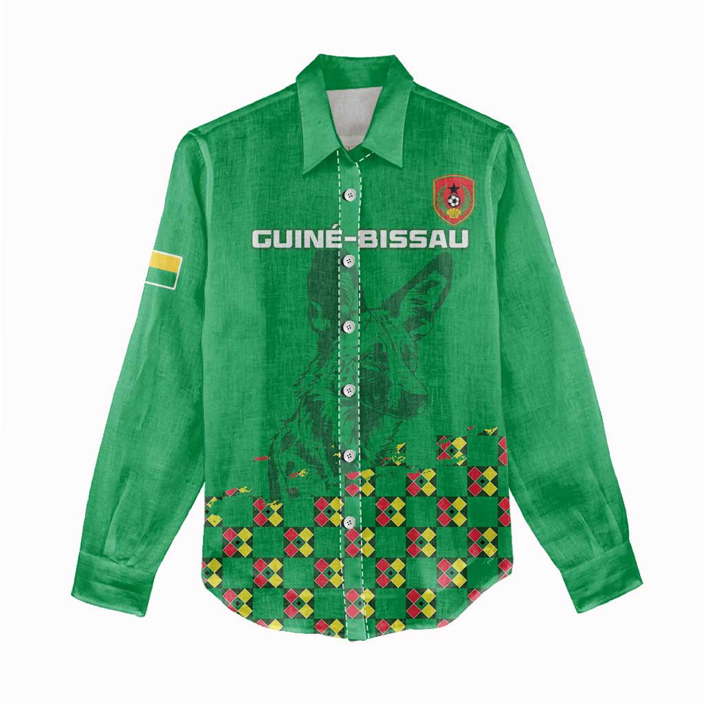 Custom Guinea Bissau Football Women Casual Shirt African Wild Dog - Go Djurtus LT15