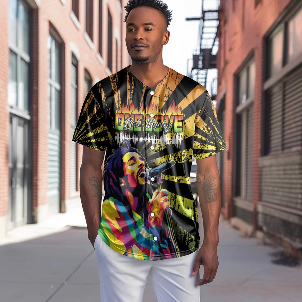 Afro-American Reggae Legend Bob Baseball Jersey One Love - Grunge Style