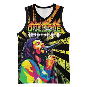 Afro-American Reggae Legend Bob Basketball Jersey One Love - Grunge Style - African Pride