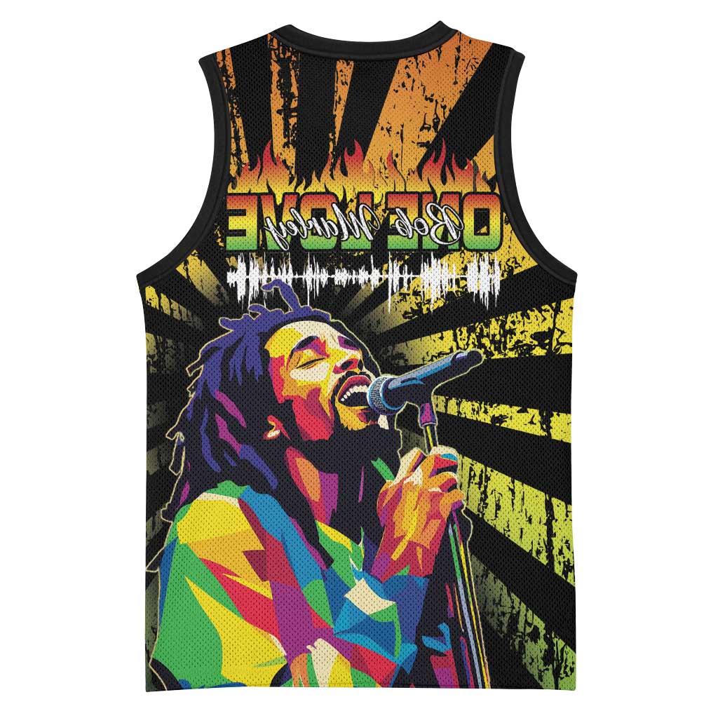 Afro-American Reggae Legend Bob Basketball Jersey One Love - Grunge Style - African Pride