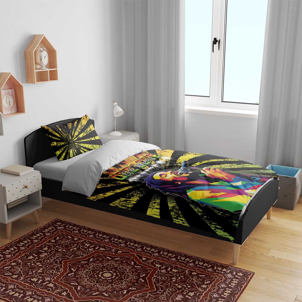 Afro-American Reggae Legend Bob Bedding Set One Love - Grunge Style