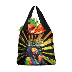 Afro-American Reggae Legend Bob Grocery Bag One Love - Grunge Style