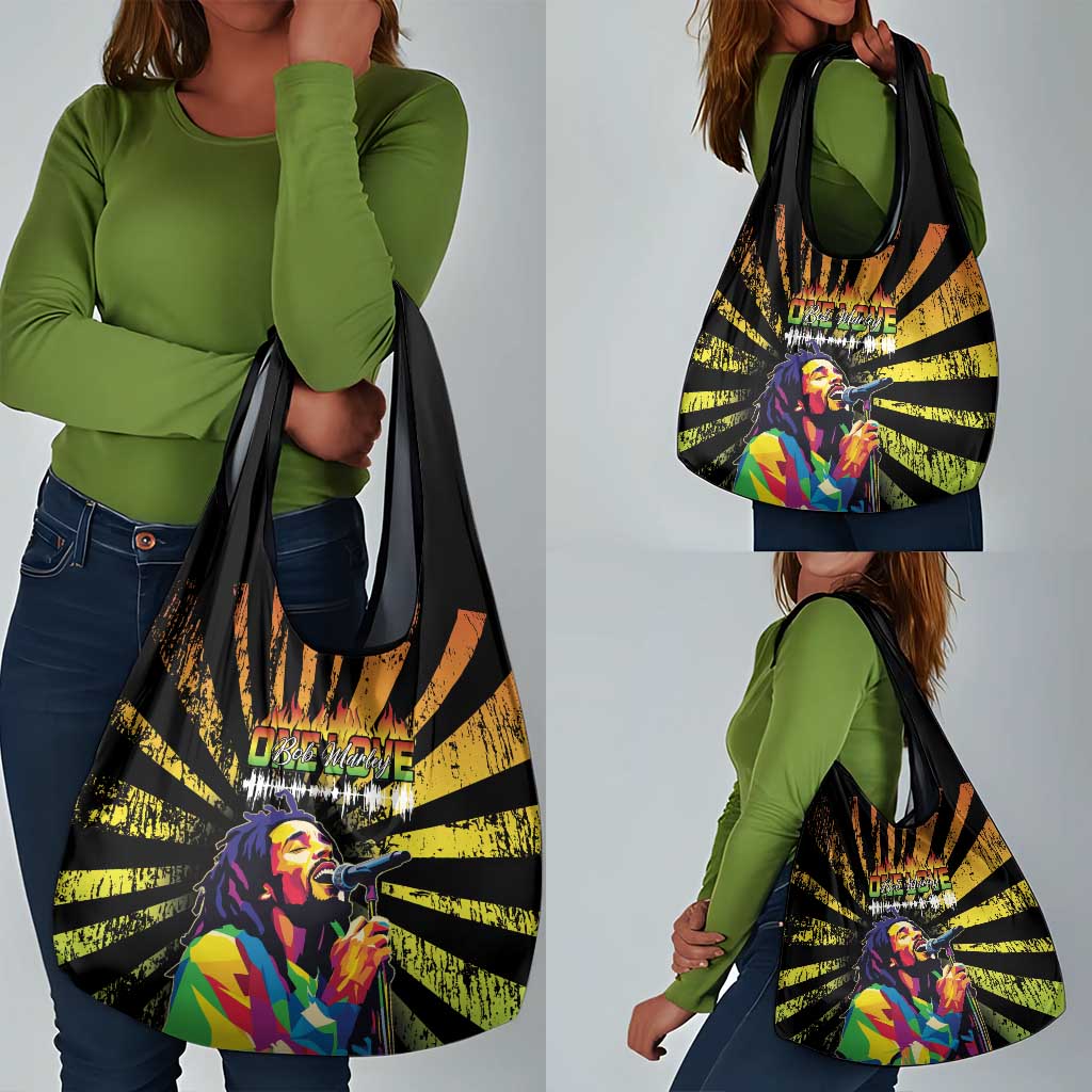 Afro-American Reggae Legend Bob Grocery Bag One Love - Grunge Style